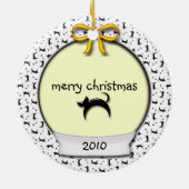 Kat First Hanukkah of First Kerstmis Keramisch Ornament (Achterkant)