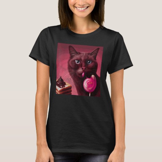 Kat Flamingo Chocolade T-shirt (Voorkant)