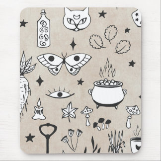 Kat flesje met kettervlinder verlaat sterretje muismat