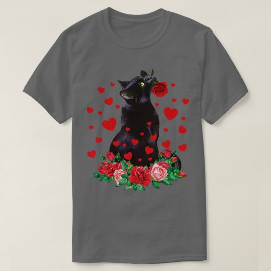 Kat Flower Valentijnsdag Cute Kitten Kat Love P T-shirt (Design voorkant)