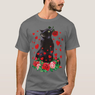 Kat Flower Valentijnsdag Cute Kitten Kat Love P T-shirt