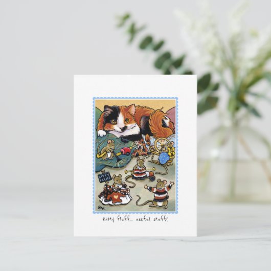 Kat Fluff! Kat- en muisverzorging op maat Briefkaart (Staand voorkant)