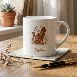 Kat Folk Art – Geschenk voor Kattenliefhebbers Espresso Kop