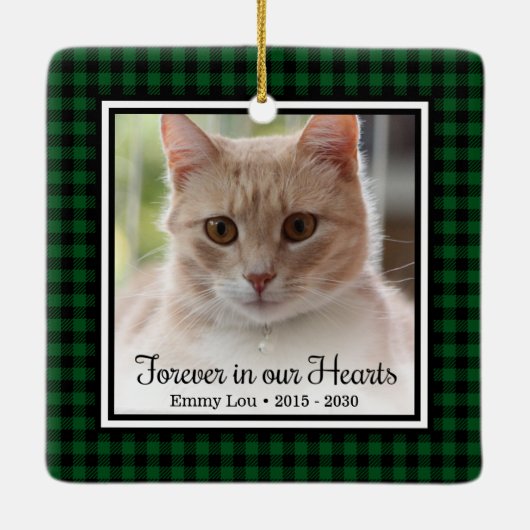 Kat 'Forever In Our Hearts' Keramisch Ornament (Achterkant)