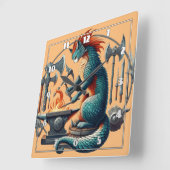 Kat Forging wapens bij een middeleeuws aambeeld Vierkante Klok (Hoek)