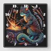 Kat Forging wapens in stijlvolle pantser Vierkante Klok (Voorkant)