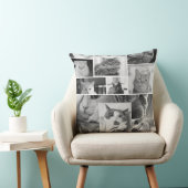 Kat Foto Collage Kussen | Zwart en Witte Kat (Stoel)