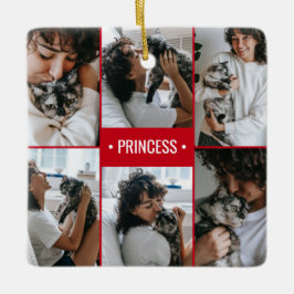 Kat Foto Collage met Monogram Keramisch Ornament