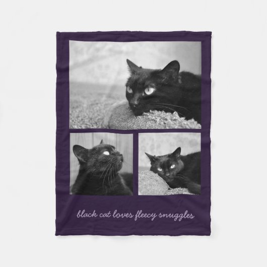 Kat Foto Collage Paars Pet Fleece Blanket (Voorkant)