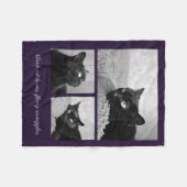 Kat Foto Collage Paars Pet Fleece Blanket Deken (Voorkant (Horizontaal))