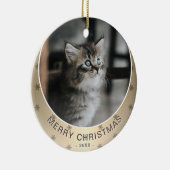 Kat Foto Golden Snowflake Metallic Kerstmis Keramisch Ornament (Rechts)