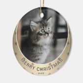 Kat Foto Golden Snowflake Metallic Kerstmis Keramisch Ornament (Links)