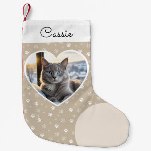 Kat Foto Hart Elegant Schrift Pootafdruk Kleine Kerstsok
