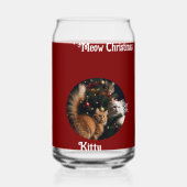 Kat Foto, Meow Kerstmis, aanpassen Blikvorm Glas (Achterkant)