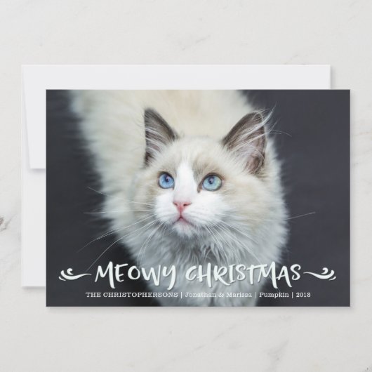 Kat Foto | Meowy Kerstmis Feestdagenkaart (Voorkant)