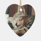 Kat Foto Meowy Kerstmis Rustic Heart Shape Keramisch Ornament (Rechts)