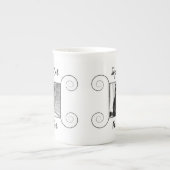 Kat foto met handgetekend lijst en jouw tekst porselein kop (Voorkant)