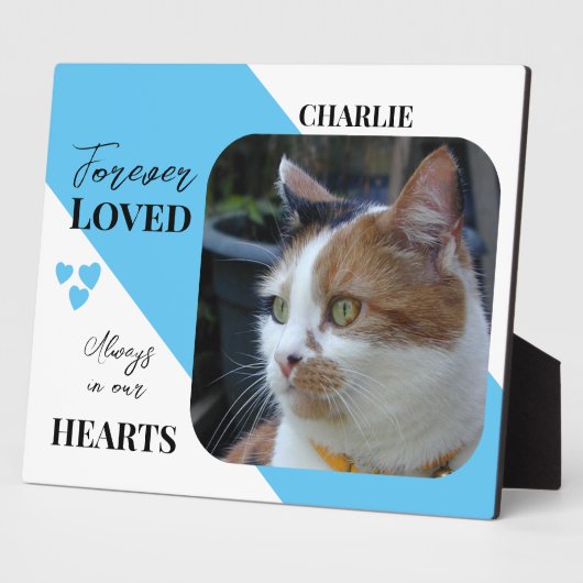 Kat Foto Sympathie Keepsake Pet Memorial blauw Fotoplaat (Zijkant)