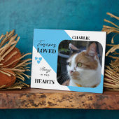 Kat Foto Sympathie Keepsake Pet Memorial blauw Fotoplaat (Zijkant)
