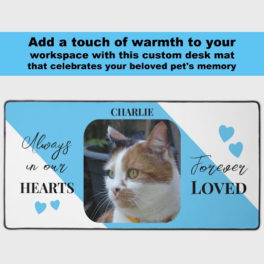 Kat Foto Sympathie Pet Memorial blauw Bureaumat