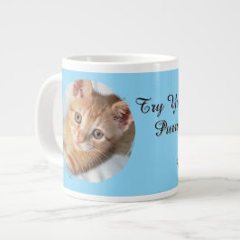 Kat Foto Tekst Blauw vervangbaar Grappige Kattenli Grote Koffiekop