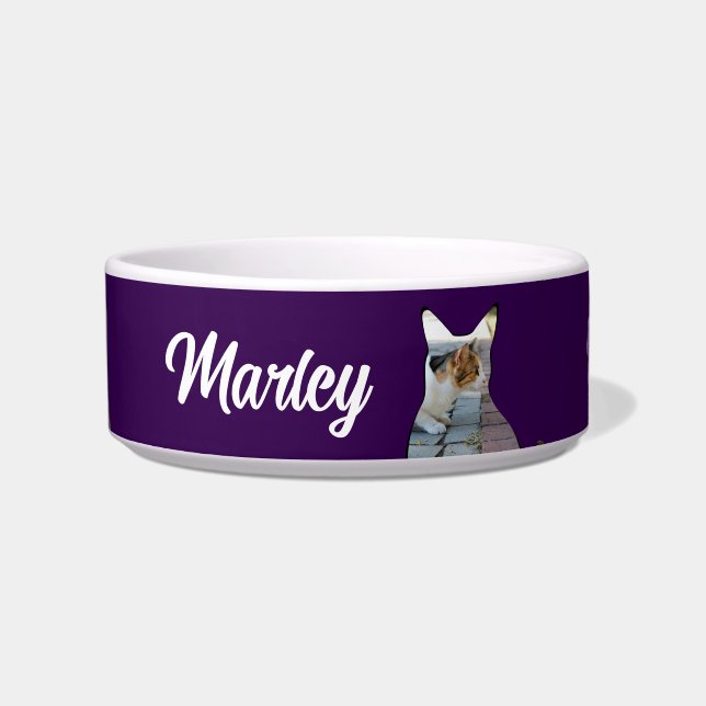 Kat foto vorm keramiek voerbakje (Voorkant)