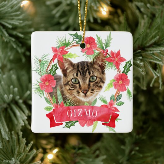 Kat Foto Waterverf Krans Keramisch Ornament (Boom)