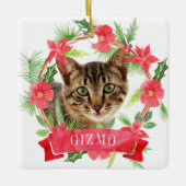 Kat Foto Waterverf Krans Keramisch Ornament (Voorkant)