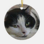 Kat-fotokerstmis Keramisch Ornament (Voorkant)