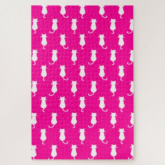 Kat Fun Voor Altijd Whimsical Cats Fuchsia Legpuzzel (Verticaal)