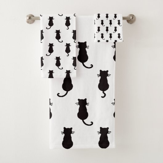 Kat Fun Voor Altijd Whimsical Cats Zwarte Kat Moti Bad Handdoek (Insitu)