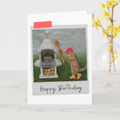 Kat Funny Birthday Card Kaart (Gele Bloem)