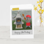 Kat Funny Birthday Card Kaart (Gele Bloem)