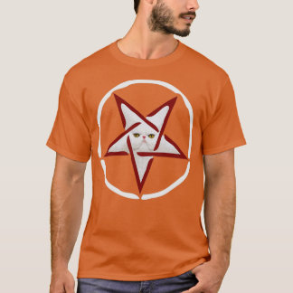 Kat Funny Inverted Pentagram Satanic Joke Occ T-shirt