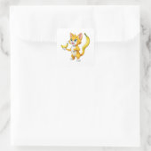 "Kat gaat bananen" Vierkante Sticker (Tas)