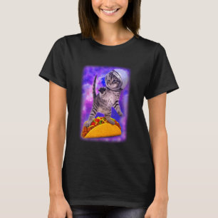 Kat Galaxy Vliegende Tacos Ruimte Kitty Avontuur T-shirt