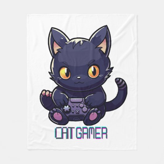 Kat Gamer Fleece Deken (Voorkant)