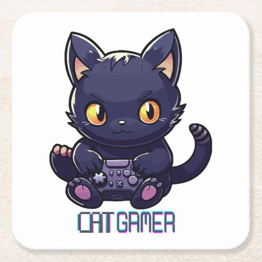 Kat Gamer Kartonnen Onderzetters (Voorkant)