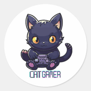 Kat Gamer Ronde Sticker