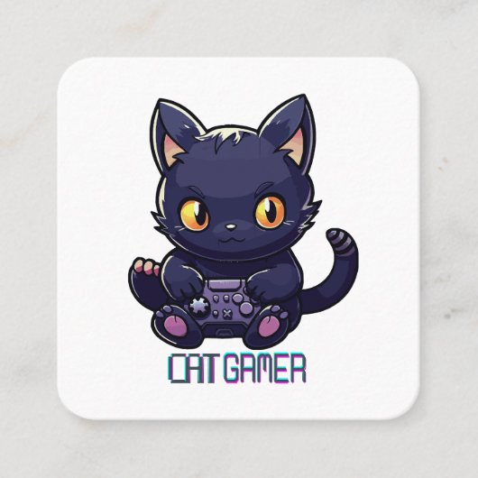 Kat Gamer Vierkante Visitekaartje (Voorkant)