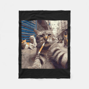 Kat Gangster Straatkatten Selfie Grappige Meme Hum Fleece Deken