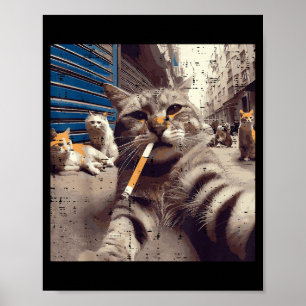 Kat Gangster Straatkatten Selfie Grappige Meme Hum Poster