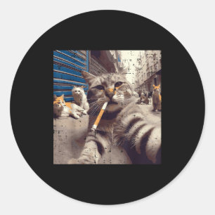 Kat Gangster Straatkatten Selfie Grappige Meme Hum Ronde Sticker