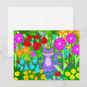 Kat Garden Colorful Flowers Butterflies Ladybugs Briefkaart (Voorkant / Achterkant)