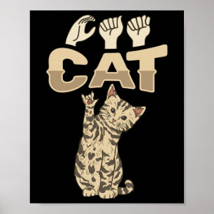 Kat Gebarentaal Hand Gebaar Dove Gehoorverlies Bew Poster