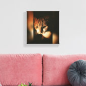 Kat gedrukt op canvas afdruk (Insitu (Woonkamer))