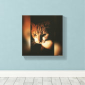 Kat gedrukt op canvas afdruk (Insitu (Houten vloer))