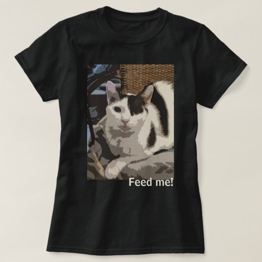 Kat: "Geef me te eten!" T-shirt (Design voorkant)