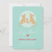 Kat Geheel Mint Couples Baby shower Uitnodigen Ron Kaart (Voorkant)