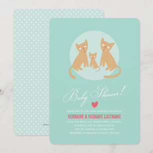 Kat Geheel Mint Couples Baby shower Uitnodigen Ron Kaart